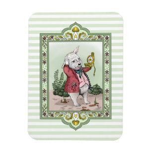 Cute Alice i Wonderland Late White Rabbit Art Magnet