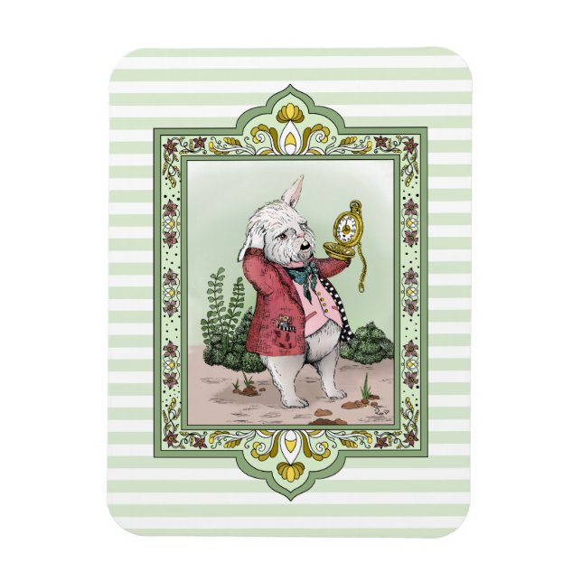 Cute Alice i Wonderland Late White Rabbit Art Magnet (Vertikal)