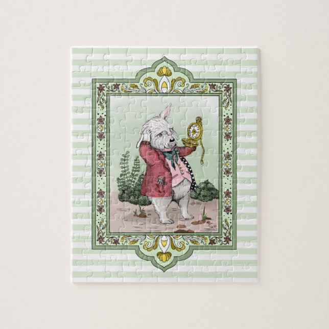 Cute Alice i Wonderland Late White Rabbit Art Pussel (Vertikal)
