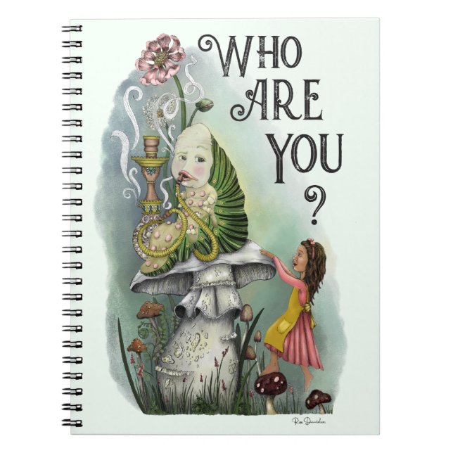 Cute Alice i Wonderland och Caterpelare Art Anteckningsbok (Framsidan)