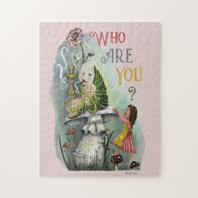 Cute Alice i Wonderland och Caterpelare Art J Pussel (Vertikal)