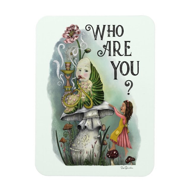 Cute Alice i Wonderland och Caterpelare Art Magnet (Vertikal)