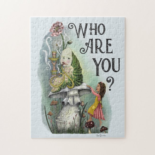 Cute Alice i Wonderland och Caterpelare Art Pussel (Vertikal)