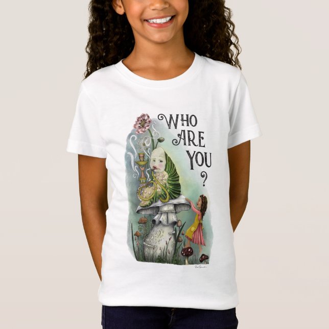 Cute Alice i Wonderland och Caterpelare Art T Shirt (Framsida)