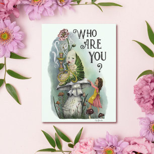 Cute Alice i Wonderland och Caterpelare Art Vykort