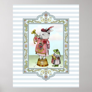 Cute Alice i Wonderland White Rabbit Påsk Art Poster