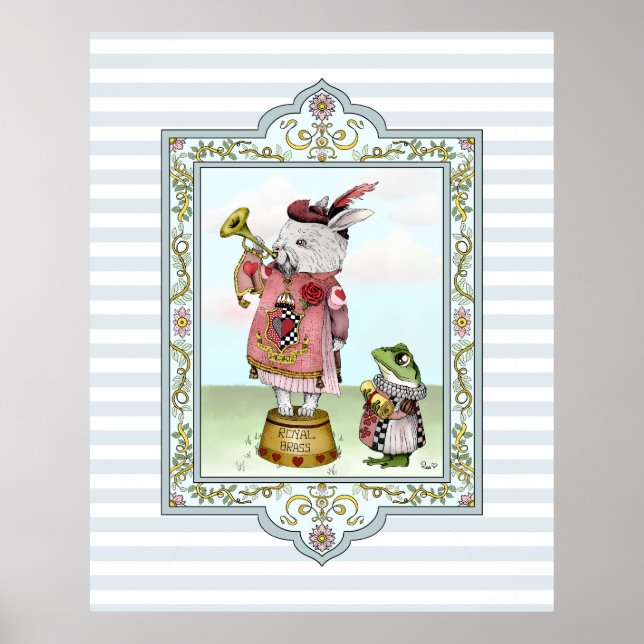 Cute Alice i Wonderland White Rabbit Påsk Art Poster (Framsidan)