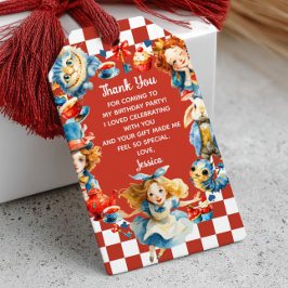 Cute Alice in ONEDERLAND 1st Birthday Thank You Presentetikett