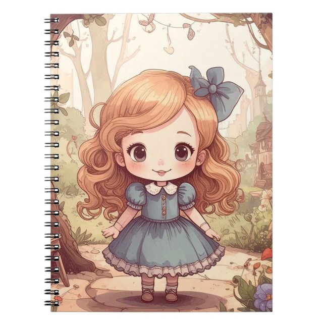 Cute Alice in Wonderland Whimsical Woodland Art Anteckningsbok (Framsidan)