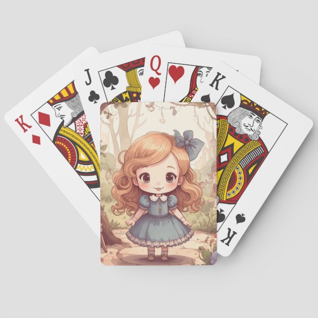 Cute Alice in Wonderland Whimsical Woodland Art Casinokort (Baksidan)