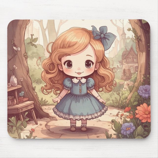 Cute Alice in Wonderland Whimsical Woodland Art Musmatta (Framsidan)