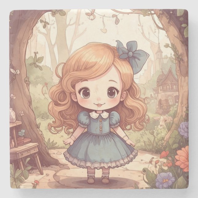 Cute Alice in Wonderland Whimsical Woodland Art Stenunderlägg (Framsidan)