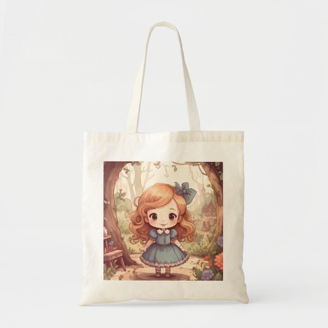 Cute Alice in Wonderland Whimsical Woodland Art Tygkasse (Framsidan)
