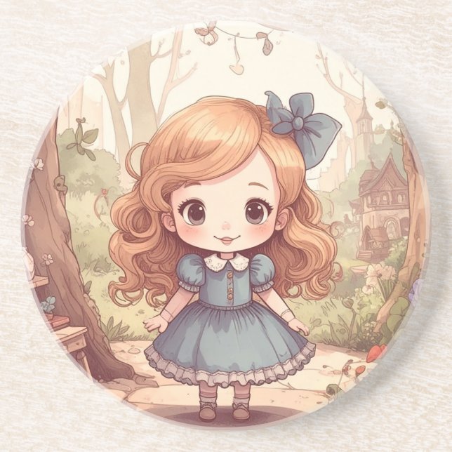 Cute Alice in Wonderland Whimsical Woodland Art Underlägg (Framsidan)
