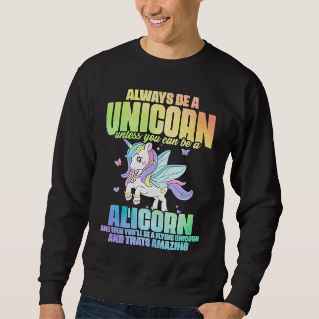 Cute Alicorn Magical Unicorn Fantasy Legendary Cre Lång Ärmad Tröja (Framsida)