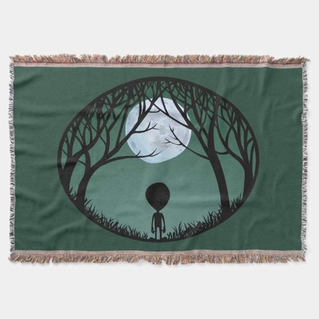 Cute Alien Blanket E.T. Alien Grått Throw Blanket Filt (Framsidan)