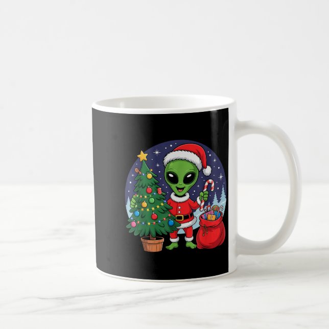 Cute Alien Christmas Tree Lights Xmas Holidays Win Kaffemugg (Höger)