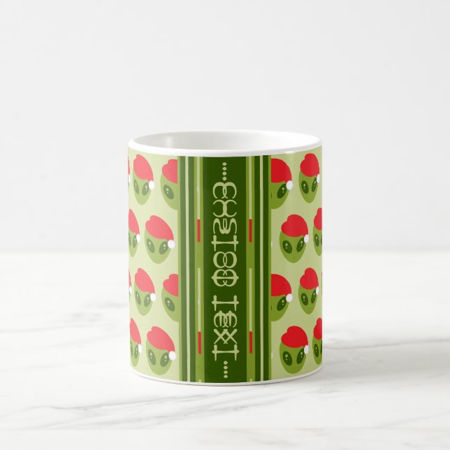 Cute Alien in Santa Hat Motif Your Text in Glyphs Kaffemugg (Center)