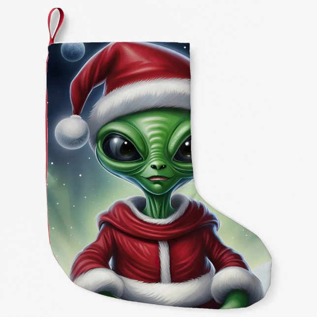 Cute Alien Jultomten Liten Julstrumpa (Framsidan)