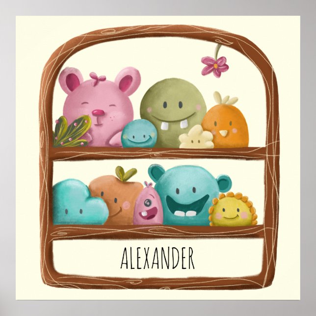 Cute Alien Monster Leksak Personlig Kids Room Poster (Framsidan)
