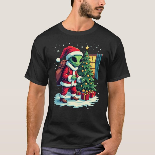 Cute Alien Santa Tee - julleverans Leksak (Framsida)