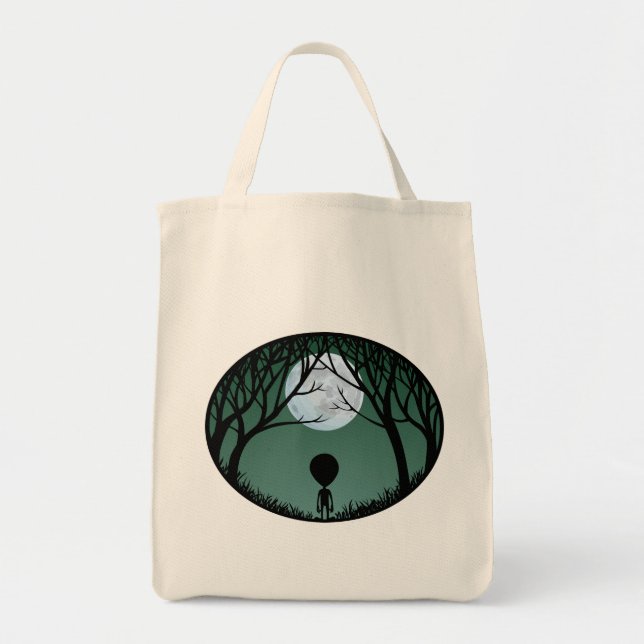 Cute Alien Tote Bag Organic Cute Alien Matkasse Tygkasse (Framsidan)