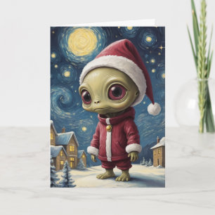 Cute Alien UFO Starry Nattjullag Anpassningsbar Te Kort