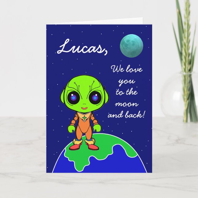 Cute Alien Valentine's Day Card by Jo Images Meddelande (Framsida)