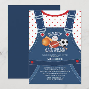 Cute ALL STAR SPORT Baby Shower-inbjudan Inbjudningar