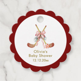 Cute All Stars Bow Floral Hockey Girl Baby Shower  Gåvor Etiketter