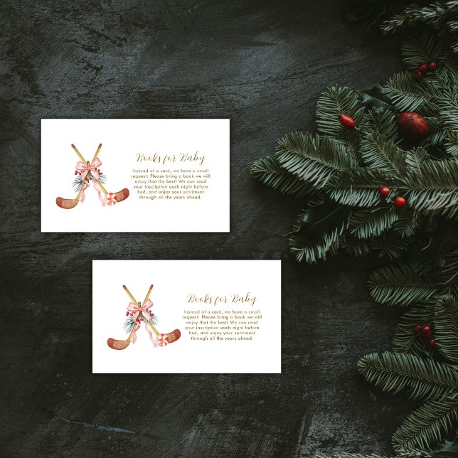 Cute All Stars Bow Hockey Girl Books Baby Shower  Tilläggskort (Cute All Stars Bow Hockey Girl Books Baby Shower Enclosure Card)