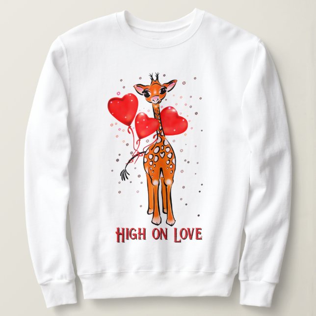 Cute Alla hjärtans dag giraffe-hjärtballonger T Shirt (Design framsida)