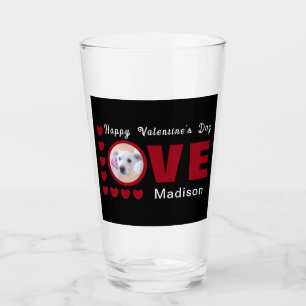 Cute Alla hjärtans dag Hund Kärlek Hearts Red Glaskopp