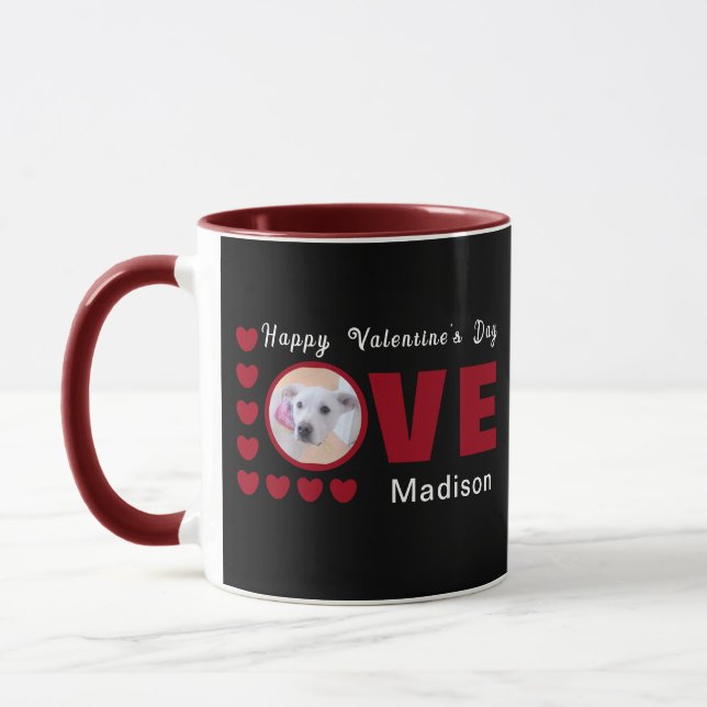 Cute Alla hjärtans dag Hund Kärlek Hearts Red Mugg (Vänster)