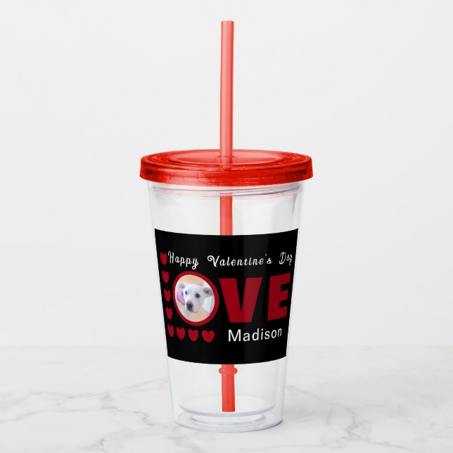 Cute Alla hjärtans dag Hund Kärlek Hearts Red Take Away Mugg (Framsida)