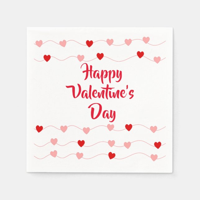 Cute Alla hjärtans dag Rosa Red String Hearts Pappersservett (Framsidan)