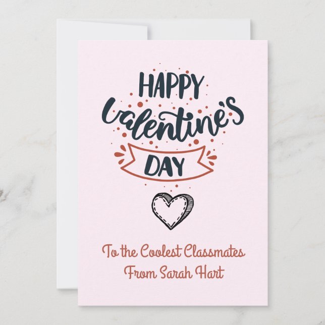 Cute Alla hjärtans dag till barnklasser Julkort (Framsida)