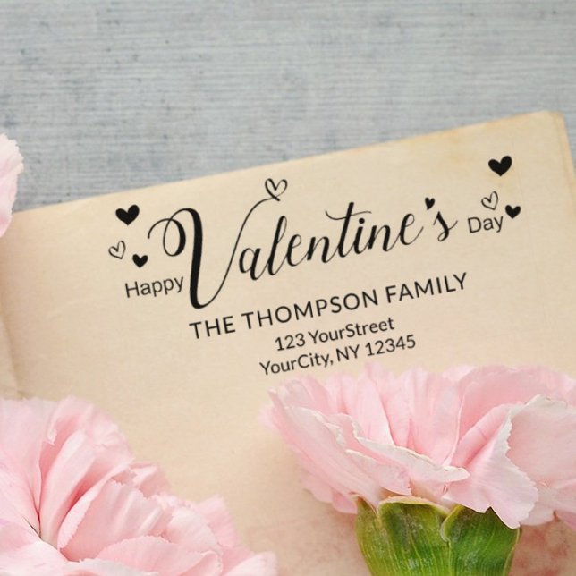 Cute Alla hjärtans dag Typography Adress Självfärgande Stämpel (Skapare uppladdad)