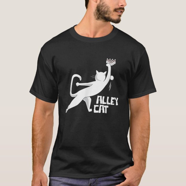 Cute Alley Cat Bowling Apparel för Cat Pun Loving T Shirt (Framsida)