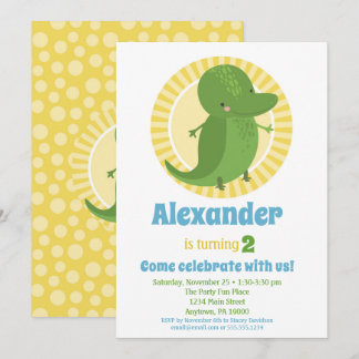 Cute Alligator Croc Birthday bjudande Boy Girl Inbjudningar