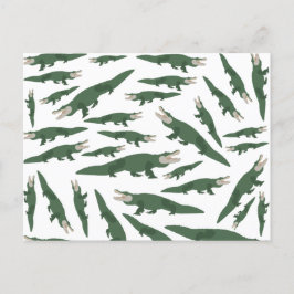 Cute Alligator Crocodile Mönster Helg Vykort