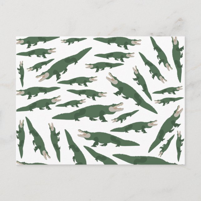 Cute Alligator Crocodile Mönster Helg Vykort (Framsida)