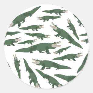 Cute Alligator Crokodile Mönster Runt Klistermärke
