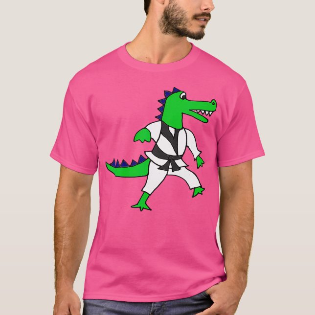 Cute Alligator Doing Karate T Shirt (Framsida)