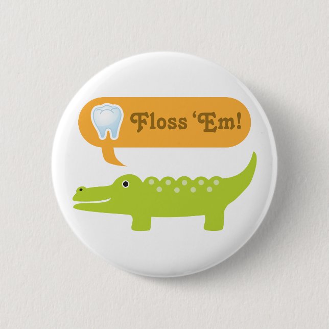 Cute Alligator Floss Dental Hygiene Knapp (Framsida)