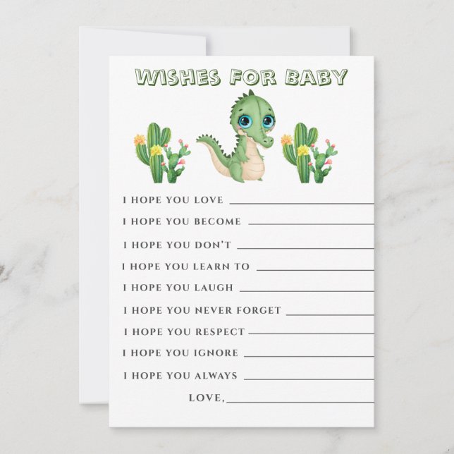 Cute Alligator Grönt Önskemål Baby Shower Card (Framsida)