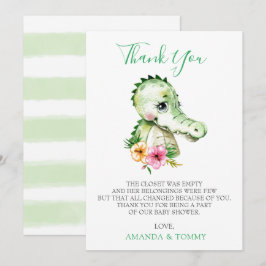 Cute Alligator Hibiscus Baby Shower Tack Kort