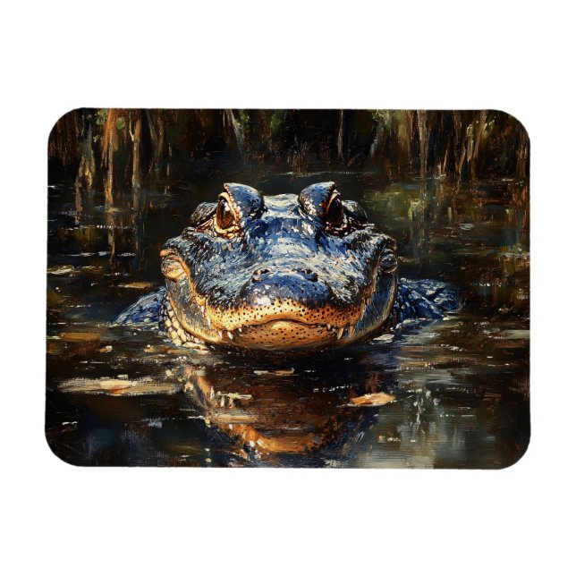 Cute Alligator i Florida Everglades Flexible Magnet (Horisontell)