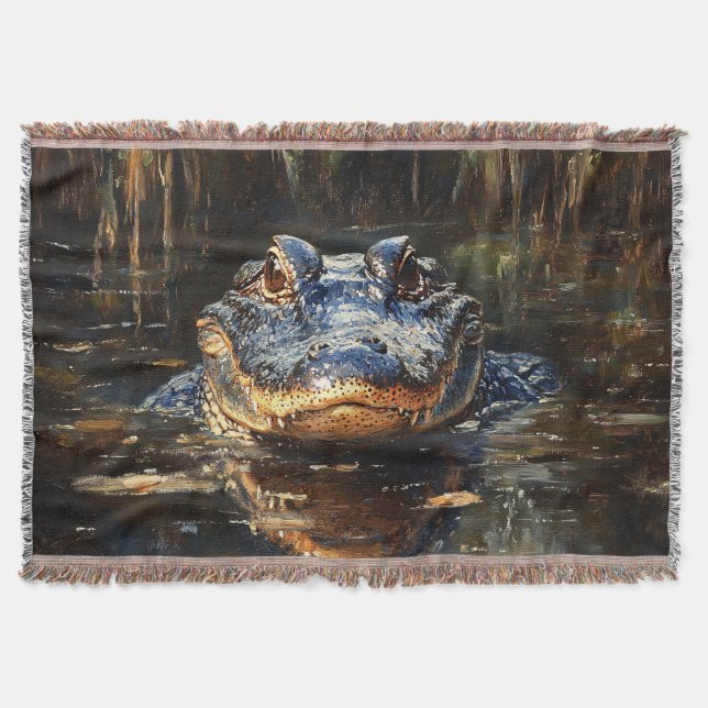 Cute Alligator in the Florida Everglades Painting Filt (Framsidan)