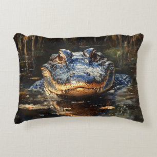 Cute Alligator in the Florida Everglades Painting Prydnadskudde